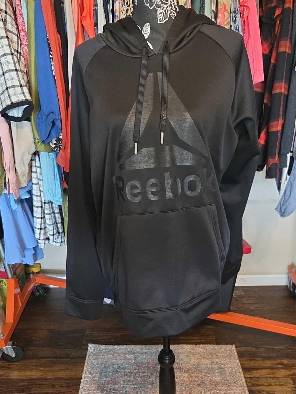Reebok Men's Black Zip-Up Hoodie with Subtle Logo
